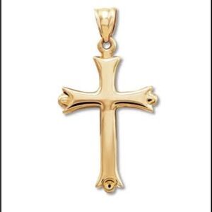 Reversible 14K yellow gold/white gold cross pendant